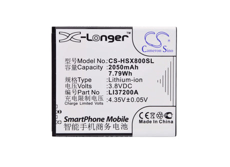 3.8V, Li-Polymer, 2050mAh, SmartPhone battery fits Hisense, Li37200a, E620m, Hs-e620m, 7.79Wh Mobile, SmartPhone Cameron Sino Technology Limited (Smartphone)