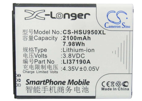 3.8V, Li-ion, 2100mAh, SmartPhone battery fits Hisense, Li37190a, E965, Eg950, 7.98Wh Mobile, SmartPhone Cameron Sino Technology Limited (Suspended)