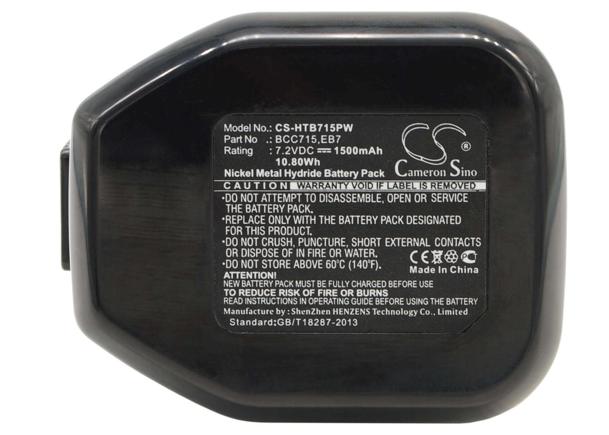 7.2V, Ni-MH, 1500mAh, Power Tools battery fits Hitachi, Bcc715, Dn10dsa, Dn10dta, 10.8Wh Power Tools Cameron Sino Technology Limited (Power Tools)