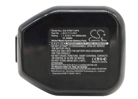 7.2V, Ni-MH, 3000mAh, Power Tools battery fits Hitachi, Bcc715, Dn10dsa, Dn10dta, 21.6Wh Power Tools Cameron Sino Technology Limited (Power Tools)
