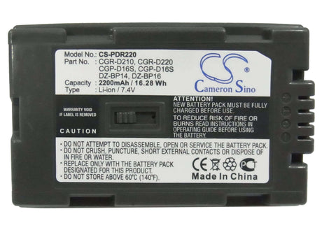 Camera Battery For Hitachi Dz-mv200a, Dz-mv200e, Dz-mv208e, Dz-mv230a, 7.4v, 2200mah - 16.28wh Camera Cameron Sino Technology Limited (Camera)