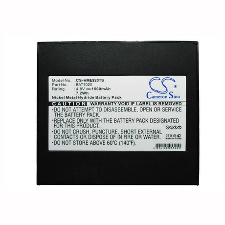 4.8V, Ni-MH, 1500mAh, Headset battery fits Hme, Bat1020, 1020, 920, 7.2Wh Wireless Headset Cameron Sino Technology Limited