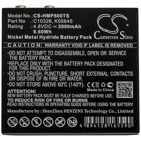 4.8V, Ni-MH, 2000mAh, Headset battery fits Hme, C10326, Bp800 Beltpack, 9.6Wh Wireless Headset Cameron Sino Technology Limited