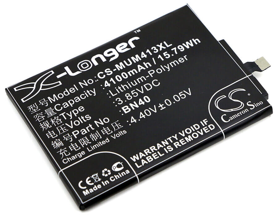 3.85V, Li-Polymer, 4100mAh, SmartPhone battery fits Xiaomi, Hongmi, Bn40, 4 Premium Edition, 4x Premium Edition, 15.79Wh Mobile, SmartPhone Cameron Sino Technology Limited (Smartphone)