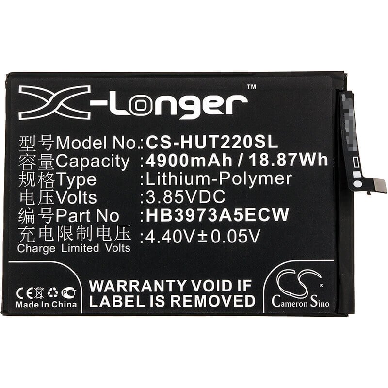3.85V, Li-Polymer, 4900mAh, SmartPhone battery fits Honor, Huawei, Hb3973a5ecw, Kkg-an70, Note 10, 18.87Wh Mobile, SmartPhone Cameron Sino Technology Limited (Smartphone)