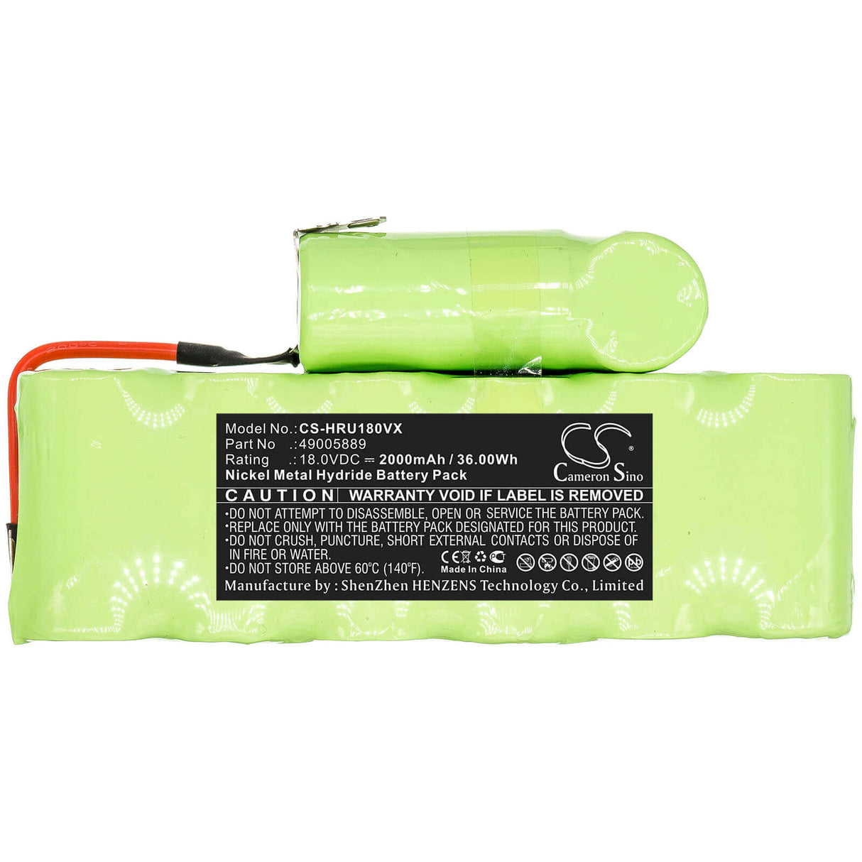 18.0V, Ni-MH, 2000mAh, Vacuum battery fits Hoover, 3111, Su180, Su180b8, 36.00Wh Vacuum Cameron Sino Technology Limited
