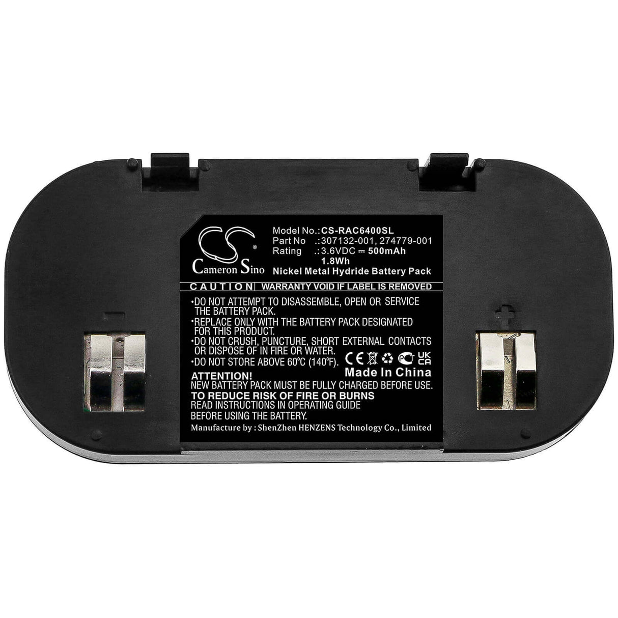 3.6V, Ni-MH, 500mAh, RAID Controller battery fits Hp, 274779-001, 201201-001, 201201-371, 1.8Wh RAID Controller Cameron Sino Technology Limited