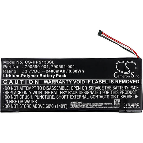 3.7V, Li-Polymer, 2400mAh, Tablet battery fits Hp, 790587-001, 7 Plus G2, 7 Plus G2 1331, 8.88Wh Tablet Cameron Sino Technology Limited