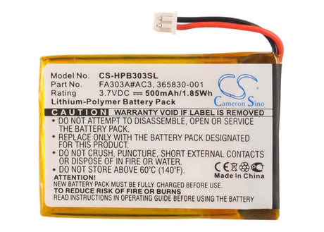 3.7V, Li-Polymer, 500mAh, Headset battery fits Hp, 365830-001, Bluetooth Stereo Headphones, 1.85Wh Wireless Headset Cameron Sino Technology Limited