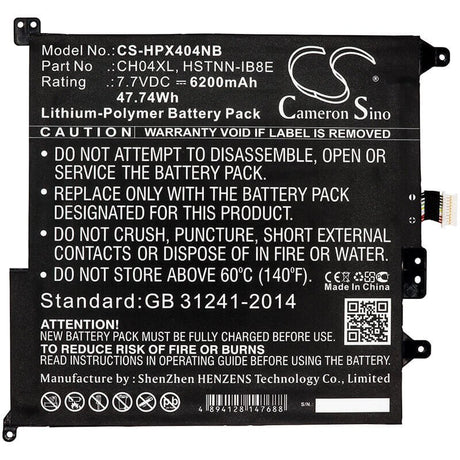 Battery For Hp, Chromebook X2, Chromebook X2 12-f000, Chromebook X2 12-f000na 7.7v, 6200mah - 47.74wh Notebook, Laptop Cameron Sino Technology Limited   