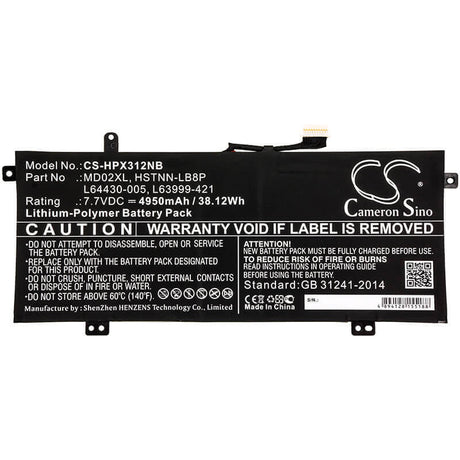 Battery For Hp, Chromebook X360 12b-ca0000ng, Chromebook X360 12b-ca0000ns, Chromebook X360 12b-ca0000ur 7.7v, 4950mah - 38.12wh Notebook, Laptop Cameron Sino Technology Limited   