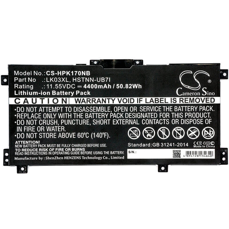 Notebook battery For Hp, Envy 17m, Envy 17m-ae0xx 11.55v, 4400mah - 50.82wh Notebook, Laptop Cameron Sino Technology Limited