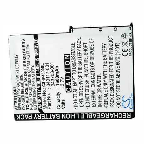 3.7V, Li-ion, 1560mAh, PDA battery fits Hp, 343117-001, Ipaq 4300, Ipaq 4315, 5.77Wh PDA, Pocket PC Cameron Sino Technology Limited (Suspended)