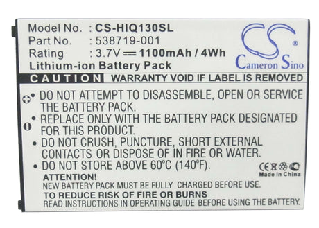 3.7V, Li-ion, 1100mAh, SmartPhone battery fits Hp, 538719-001, Glisten K3, Ipaq Glisten, 4.07Wh Mobile, SmartPhone Cameron Sino Technology Limited (Smartphone)