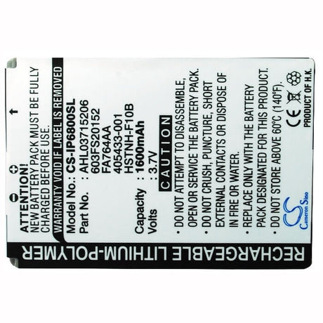 3.7V, Li-Polymer, 1600mAh, SmartPhone battery fits Hp, 603fs20152, Ipaq Hw6800, Ipaq Rw6800, 5.92Wh Mobile, SmartPhone Cameron Sino Technology Limited (Suspended)