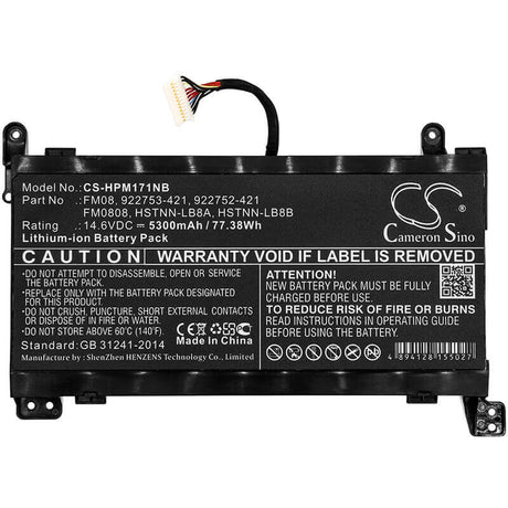 Notebook Battery For Hp, Omen 17-an, Omen 17-an003ni, Omen 17-an004no 14.6v, 5300mah - 77.38wh Notebook, Laptop Cameron Sino Technology Limited