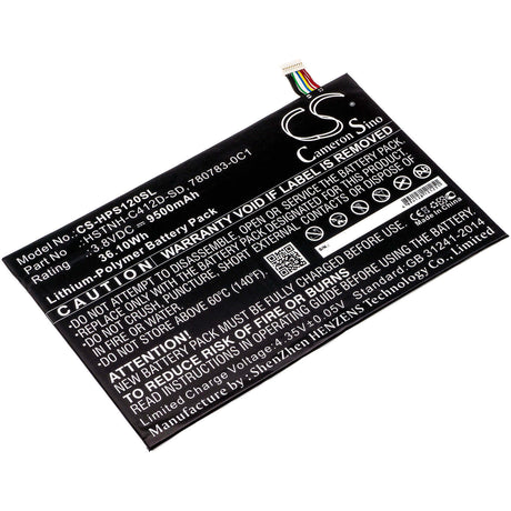 3.8V, Li-Polymer, 9500mAh, Tablet battery fits Hp, 780731-2c1, K7x87aa, K7x87aa#aba, 36.10Wh Tablet Cameron Sino Technology Limited