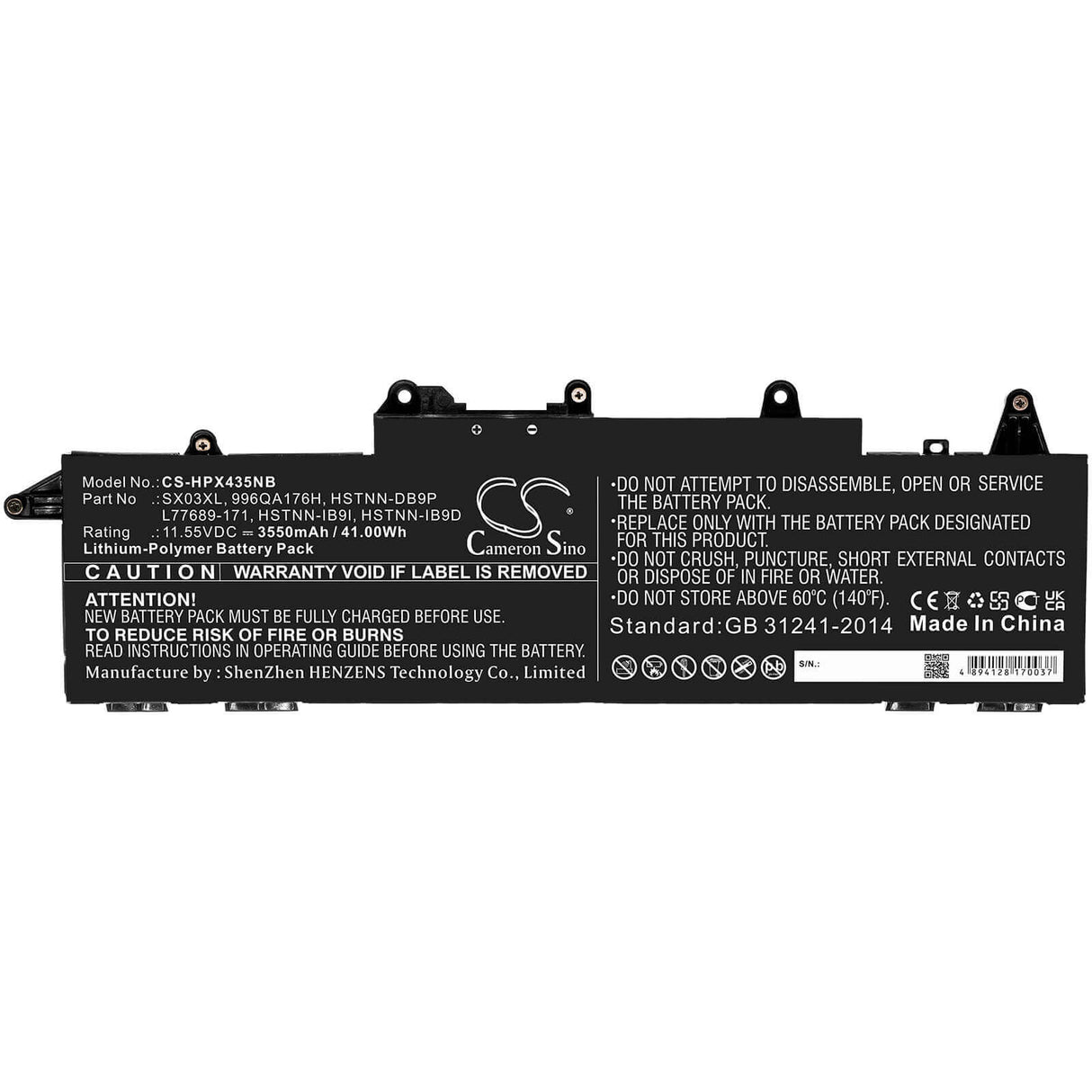 Battery For Hp, Probook X360 435 G7 11.55v, 3550mah - 41.00wh Notebook, Laptop Cameron Sino Technology Limited   