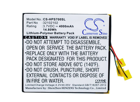 3.7V, Li-Polymer, 4000mAh, Tablet battery fits Hp, 32102102, Slate 7 Extreme, 14.80Wh Tablet Cameron Sino Technology Limited