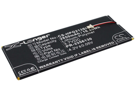 3.7V, Li-Polymer, 2850mAh, Tablet battery fits Hp, Pr-3356130, Slate 7 G2 1311, Slate 7 G2 1315, 10.55Wh Tablet Cameron Sino Technology Limited