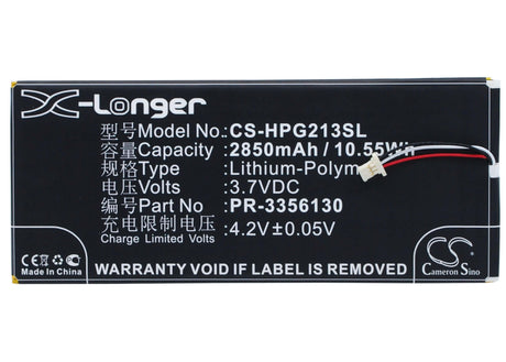 3.7V, Li-Polymer, 2850mAh, Tablet battery fits Hp, Pr-3356130, Slate 7 G2 1311, Slate 7 G2 1315, 10.55Wh Tablet Cameron Sino Technology Limited