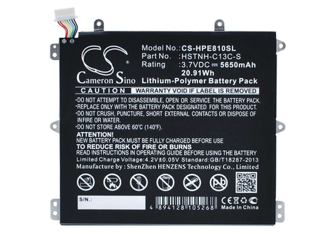 3.7V, Li-Polymer, 5650mAh, Tablet battery fits Hp, By02, 7600us, Hstnh-h408c, 20.91Wh Tablet Cameron Sino Technology Limited