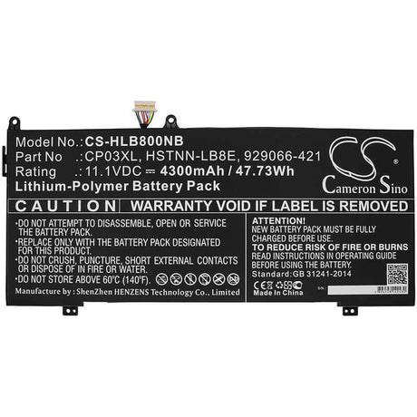 Battery For Hp, Spectre 13-ae006no X360, Spectre X360 13 Convertible 11.1v, 4300mah - 47.73wh Notebook, Laptop Cameron Sino Technology Limited   