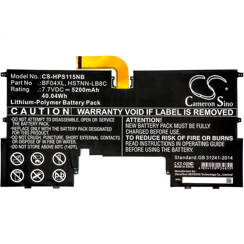 7.7V, Li-Polymer, 5200mAh, Notebook, Laptop battery fits Hp, 924843-42, Spectre 13-af000, Spectre 13-af000nc, 40.04Wh Notebook, Laptop Cameron Sino Technology Limited