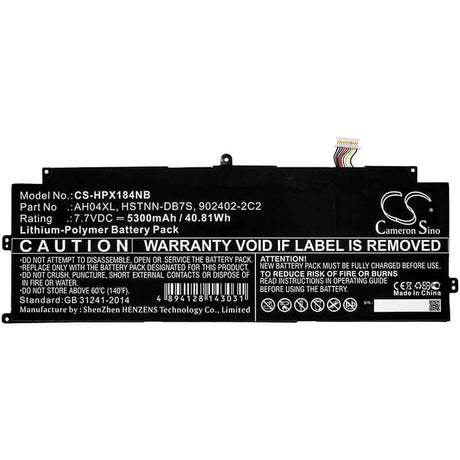 Battery For Hp, Spectre X2 12 Detachable Pc, Spectre X2 Detachable 7.7v, 5300mah - 40.81wh Notebook, Laptop Cameron Sino Technology Limited   