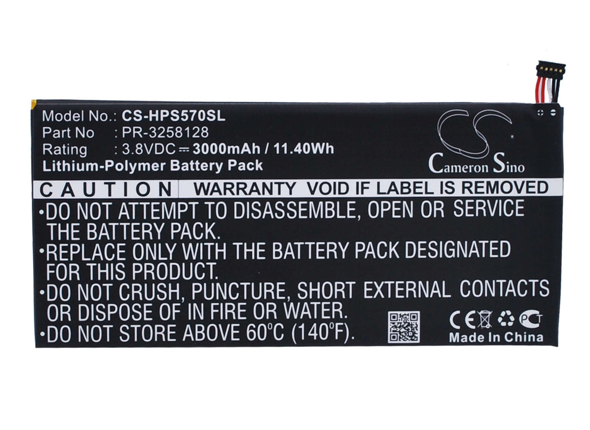 3.8V, Li-Polymer, 3000mAh, Tablet battery fits Hp, 795065-001, Stream 7 5700, Stream 7 5700ng, 11.40Wh Tablet Cameron Sino Technology Limited