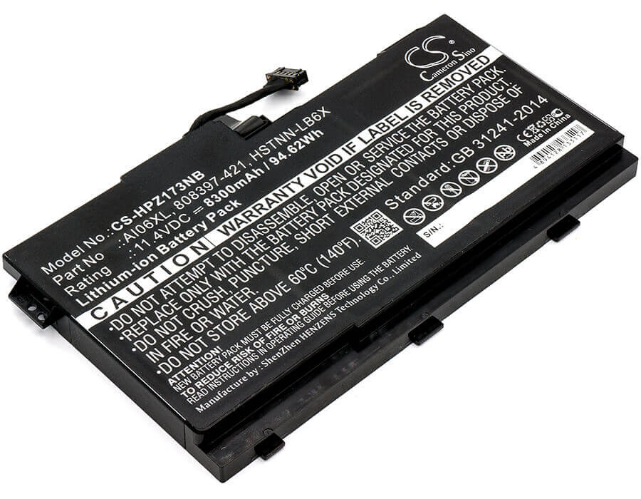 Notebook battery For Hp, Zbook 17 G3, Zbook 17 G3 M9l94av 11.4v, 8300mah - 94.62wh Notebook, Laptop Cameron Sino Technology Limited   