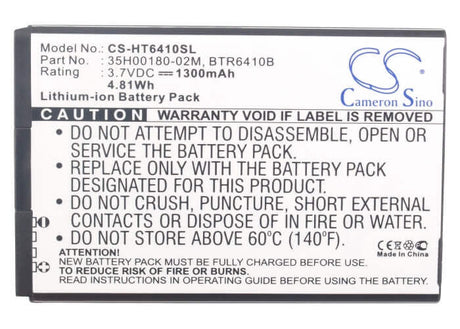 3.7V, Li-ion, 1300mAh, SmartPhone battery fits Verizon, Htc, 35h00180-02m, Adr6410, Adr6410l, 4.81Wh Mobile, SmartPhone Cameron Sino Technology Limited (Smartphone)
