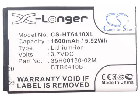 3.7V, Li-ion, 1600mAh, SmartPhone battery fits Verizon, Htc, 35h00180-02m, Adr6410, Adr6410l, 5.92Wh Mobile, SmartPhone Cameron Sino Technology Limited (Smartphone)