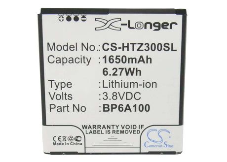 3.8V, Li-ion, 1650mAh, SmartPhone battery fits Htc, 35h00190-09m, 0pa6a100, Desire 300, 6.27Wh Mobile, SmartPhone Cameron Sino Technology Limited (Smartphone)