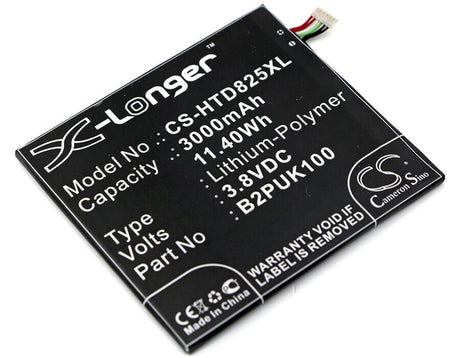 3.8V, Li-Polymer, 3000mAh, SmartPhone battery fits Htc, 35h00258-00m, 2puk00, D825h, 11.4Wh Mobile, SmartPhone Cameron Sino Technology Limited (Smartphone)