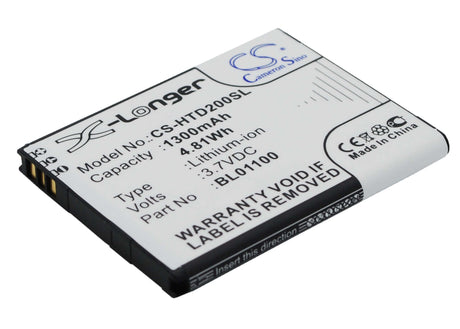 3.7V, Li-ion, 1300mAh, SmartPhone battery fits Htc, 35h00194-00m, A320e, Desire 200, 4.81Wh Mobile, SmartPhone Cameron Sino Technology Limited (Smartphone)