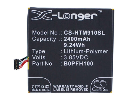 3.85V, Li-Polymer, 2400mAh, SmartPhone battery fits Htc, 35h00234-00m, 0p9fh100, 0pfh110, 9.24Wh Mobile, SmartPhone Cameron Sino Technology Limited (Smartphone)