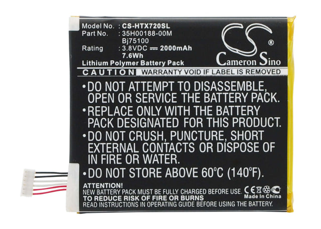 3.8V, Li-Polymer, 2000mAh, SmartPhone battery fits At&t, Sprint, Htc, 35h00188-00m, One X Plus, S728e, 7.6Wh Mobile, SmartPhone Cameron Sino Technology Limited (Smartphone)
