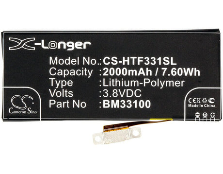 3.8V, Li-Polymer, 2000mAh, SmartPhone battery fits Htc, 35h00203-00m, First, First Facebook, 7.6Wh Mobile, SmartPhone Cameron Sino Technology Limited (Suspended)