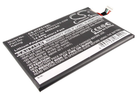 3.7V, Li-Polymer, 4000mAh, Tablet battery fits Htc, 35h00163-00m, Evo View 4g, Flyer, 14.80Wh Tablet Cameron Sino Technology Limited