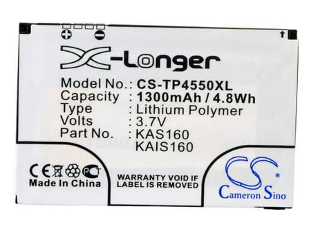 3.7V, Li-Polymer, 1300mAh, SmartPhone battery fits Htc, 35h00086-00m, 8900, 8925 Tilt, 4.81Wh Mobile, SmartPhone Cameron Sino Technology Limited (Suspended)