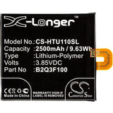 3.85V, Li-Polymer, 2500mAh, SmartPhone battery fits Htc, 35h00274-0m1, Ocean Life, U11 Life, 9.63Wh Mobile, SmartPhone Cameron Sino Technology Limited (Smartphone)