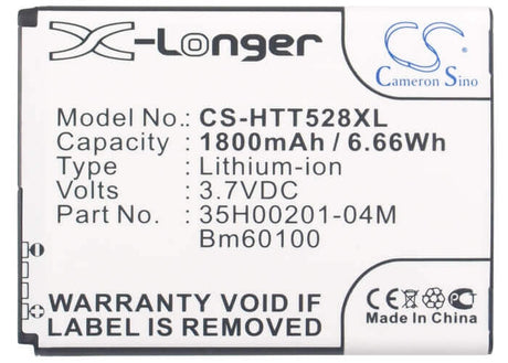 3.8V, Li-ion, 1800mAh, SmartPhone battery fits Htc, 35h00201-04m, C520e, C525c, 6.84Wh Mobile, SmartPhone Cameron Sino Technology Limited (Suspended)
