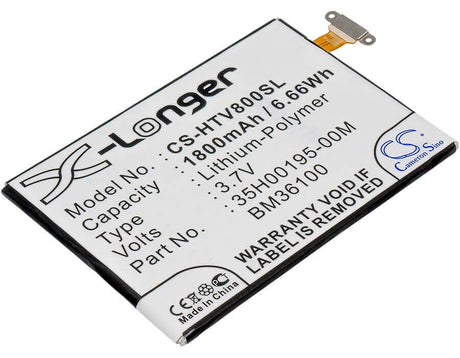 3.7V, Li-Polymer, 1800mAh, SmartPhone battery fits Htc, 35h00195-00m, One Vx, Pm36100, 6.66Wh Mobile, SmartPhone Cameron Sino Technology Limited (Suspended)