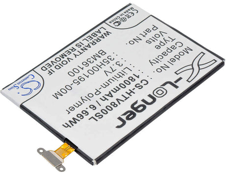 3.7V, Li-Polymer, 1800mAh, SmartPhone battery fits Htc, 35h00195-00m, One Vx, Pm36100, 6.66Wh Mobile, SmartPhone Cameron Sino Technology Limited (Suspended)
