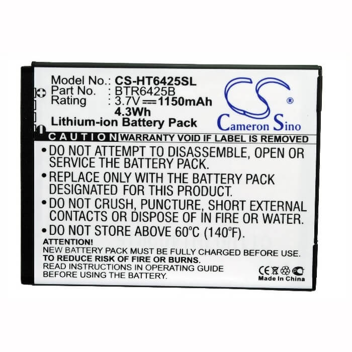 3.7V, Li-ion, 1150mAh, SmartPhone battery fits Htc, Verizon, 35h00168-02m, Adr6425, Adr6425lvw, 4.26Wh Mobile, SmartPhone Cameron Sino Technology Limited (Smartphone)