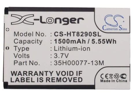3.7V, Li-Polymer, 1500mAh, SmartPhone battery fits Htc, 35h00077-13m, Max 4g, Quartz, 5.55Wh Mobile, SmartPhone Cameron Sino Technology Limited (Suspended)