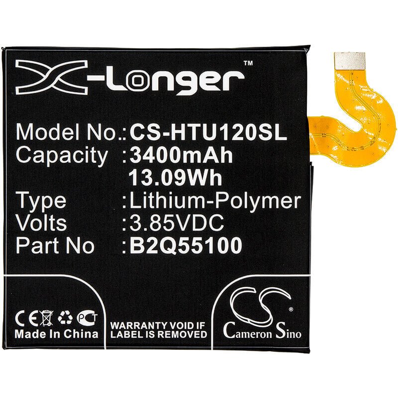 3.85V, Li-Polymer, 3400mAh, SmartPhone battery fits Htc, 35h00278-00m, Exodus 1, Exodus 1 Global, 13.09Wh Mobile, SmartPhone Cameron Sino Technology Limited (Smartphone)