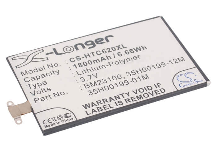 3.7V, Li-Polymer, 1800mAh, SmartPhone battery fits Htc, 35h00199-01m, Accord, C620, 6.66Wh Mobile, SmartPhone Cameron Sino Technology Limited (Smartphone)