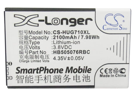 3.8V, Li-ion, 2100mAh, SmartPhone battery fits Huawei, Hb505076rbc, A199, Ascend G606, 7.98Wh Mobile, SmartPhone Cameron Sino Technology Limited (Smartphone)